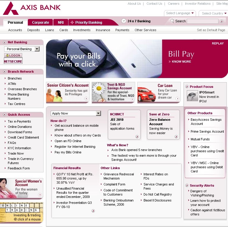 axis bank forex internet banking